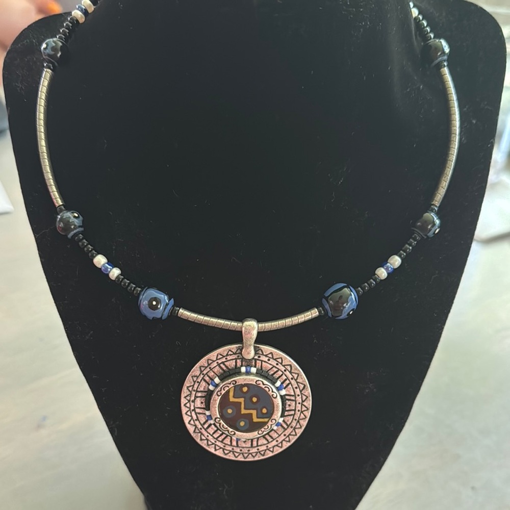 Chico’s Elegant Silver Beaded Pendant Necklace